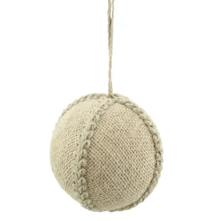 Best Christmas Forever BALL NATURAL BURLAP 4″