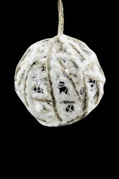 Outlet Christmas Forever BALL NATURAL HEMP 4″ WHITE COTTON W/GLTR