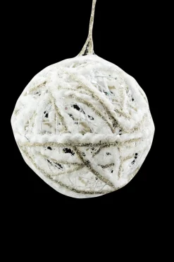 Sale Christmas Forever BALL NATURAL HEMP 5″ WHITE COTTON W/GLTR