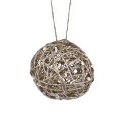 Outlet Christmas Forever BALL NATURAL RATTAN/ GLTR 4″ W/ CHAMP. GLITTER