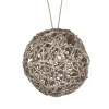 Christmas Forever BALL NATURAL RATTAN/ GLTR 5″ W/ CHAMP GLITTER
