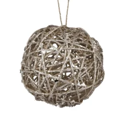 Sale Christmas Forever BALL NATURAL RATTAN/ GLTR 6″ W/ CHAMP GLITTER