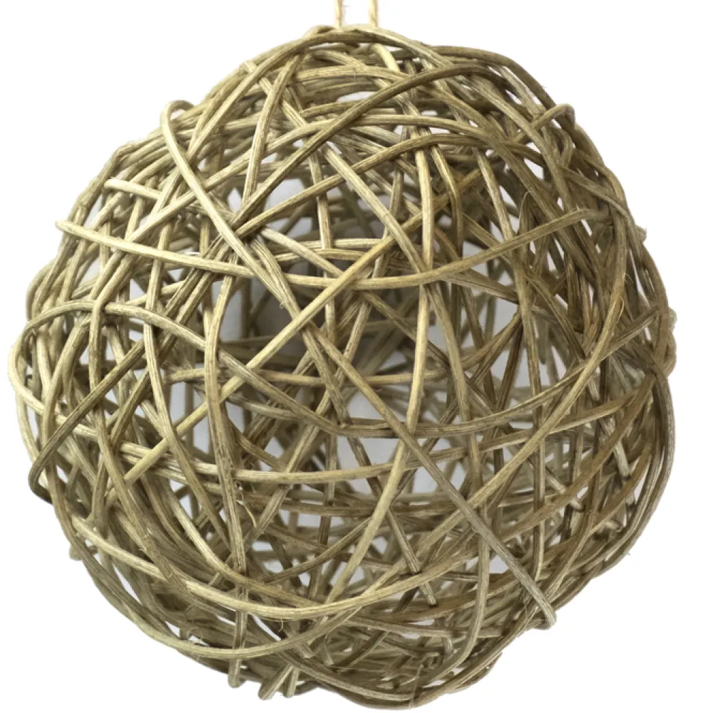 Christmas Forever BALL NATURAL RATTAN TAN 6″