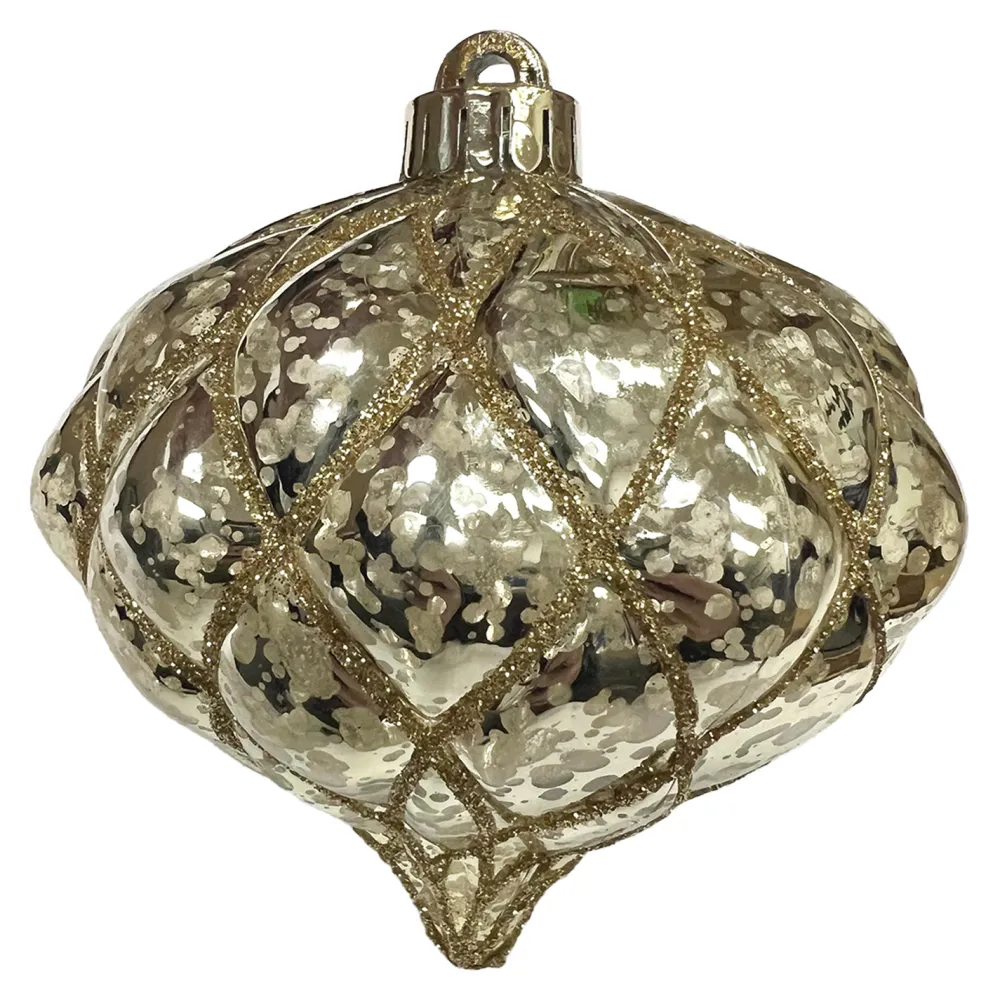 New Christmas Forever BALL ONION 4.5″ SHINY GOLD DIAMOND PT. W/ GOLD GLTR.
