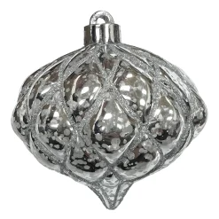 Online Christmas Forever BALL ONION 4.5″ SHINY SILVER DIAMOND PT. W/ SILVER GLTR.