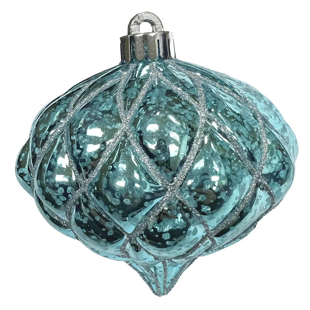 Hot Christmas Forever BALL ONION 4.5″ SHINY WINTER BLUE DIAMOND PT. W/ SLV. GLTR.
