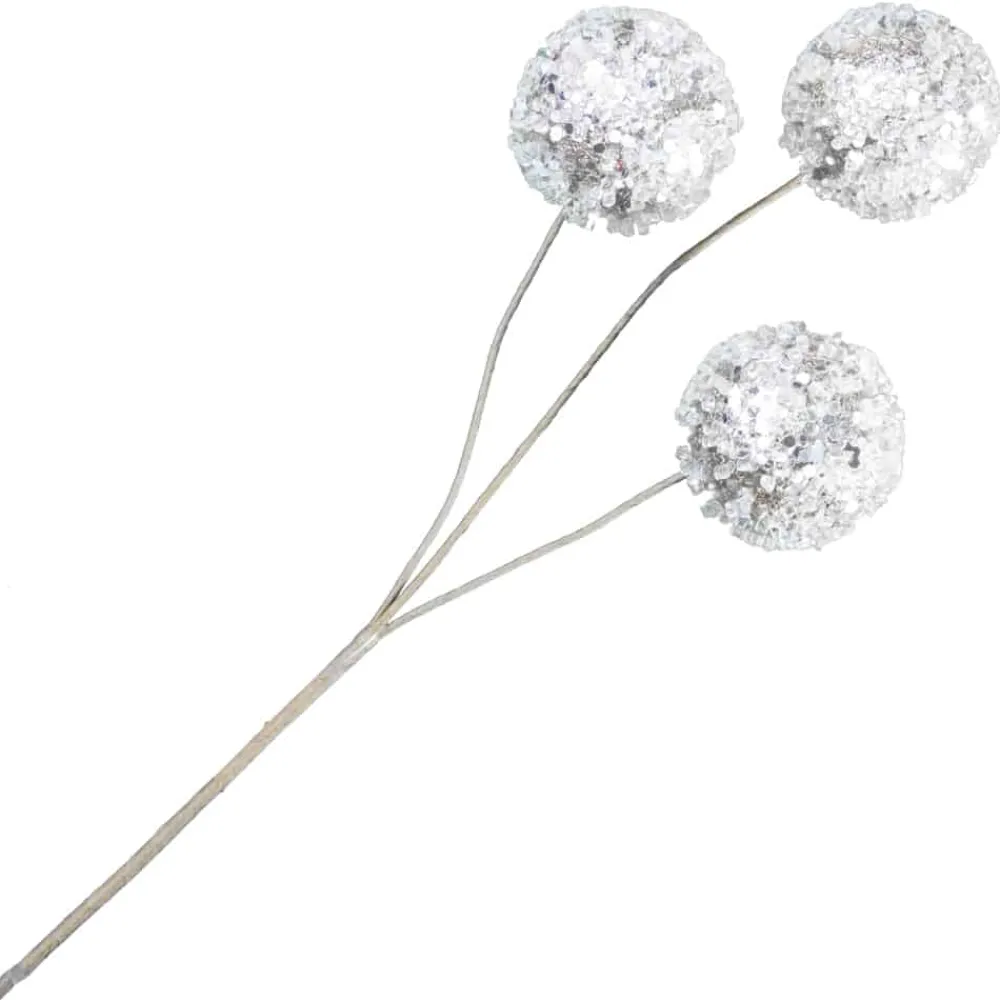 Christmas Forever BALL PICK 13″X3 CHAMPAGNE W/ICE & GLITTER