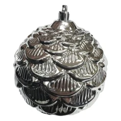 Online Christmas Forever BALL PINECONE LOOK 100MM SHINY SILVER