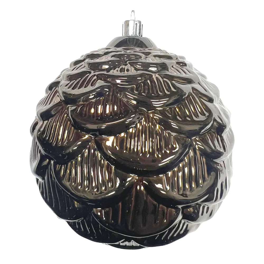 Christmas Forever BALL PINECONE LOOK 100MM SHINY CHOCOLATE