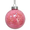 Outlet Christmas Forever BALL PINK 80MM CLEAR W/ INSIDE GLITTER