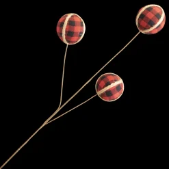 Clearance Christmas Forever BALL SPRAY 30″ RED/BLK PLAID