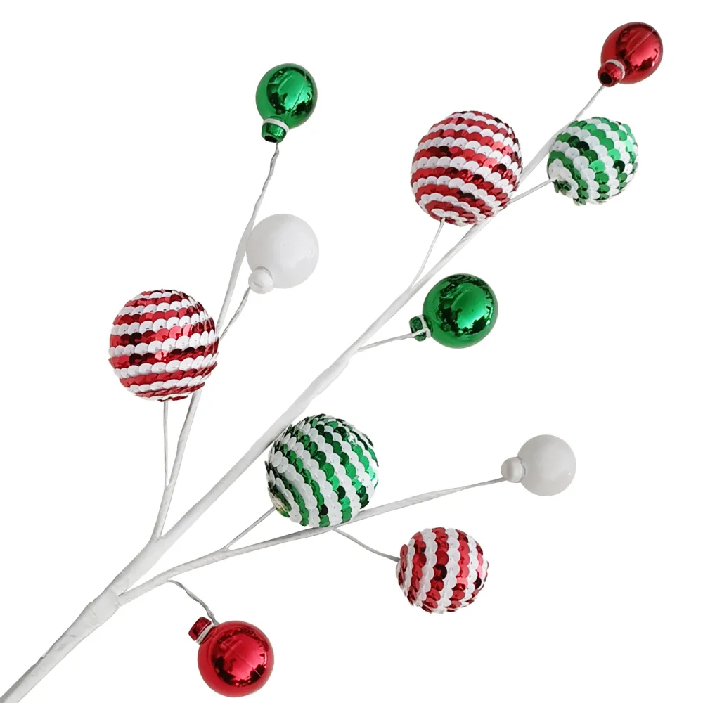 Hot Christmas Forever BALL SPRAY MIXED 23″X11 RED/ GREEN/ WHITE SEQUIN