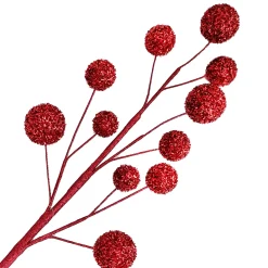 Best Christmas Forever BALL SPRAYS 29.5″X11 RED TINSEL GLTR.