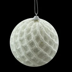 Best Christmas Forever BALL WHITE 150 MM W/NETTING & GLTR.