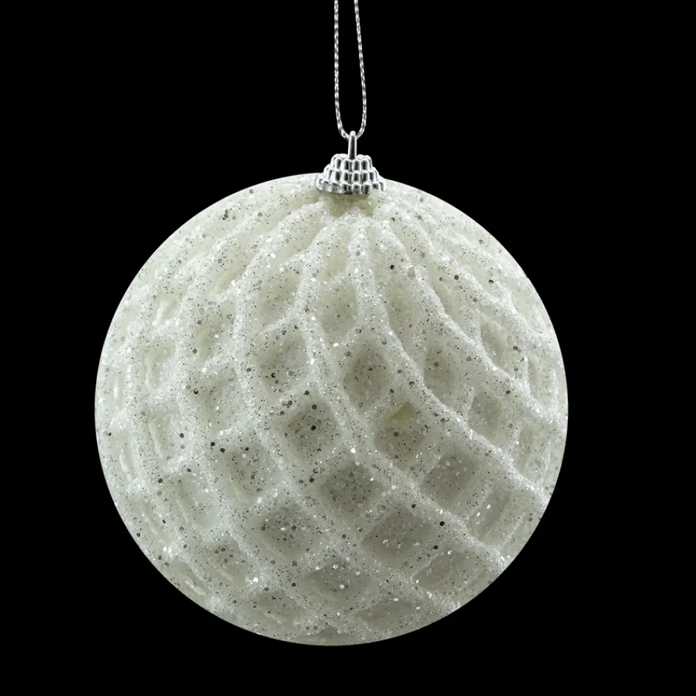 Best Christmas Forever BALL WHITE 150 MM W/NETTING & GLTR.