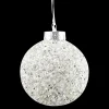 Clearance Christmas Forever BALL WHITE/ SILVER 100MM GLITTER & BEADS