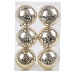 Outlet Christmas Forever BALLS BOXED MERCURY FINISH 6PC 80MM CHAMPAGNE
