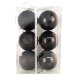 Online Christmas Forever BALLS BOXED 6PC 100MM BLACK SHINY/ MATT