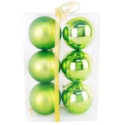 Discount Christmas Forever BALLS BOXED 6PC 80MM CHARTREUSE SHINY /MATT