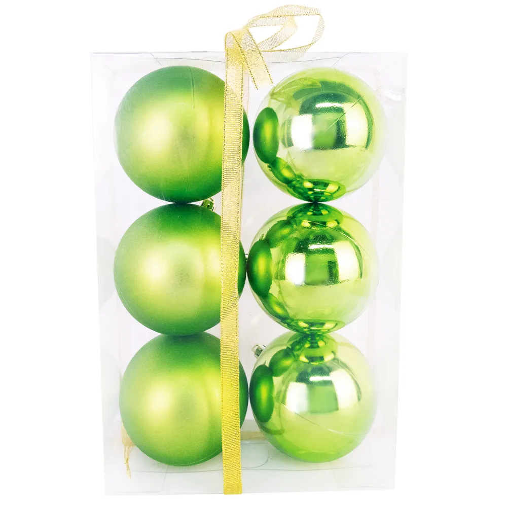 Discount Christmas Forever BALLS BOXED 6PC 80MM CHARTREUSE SHINY /MATT