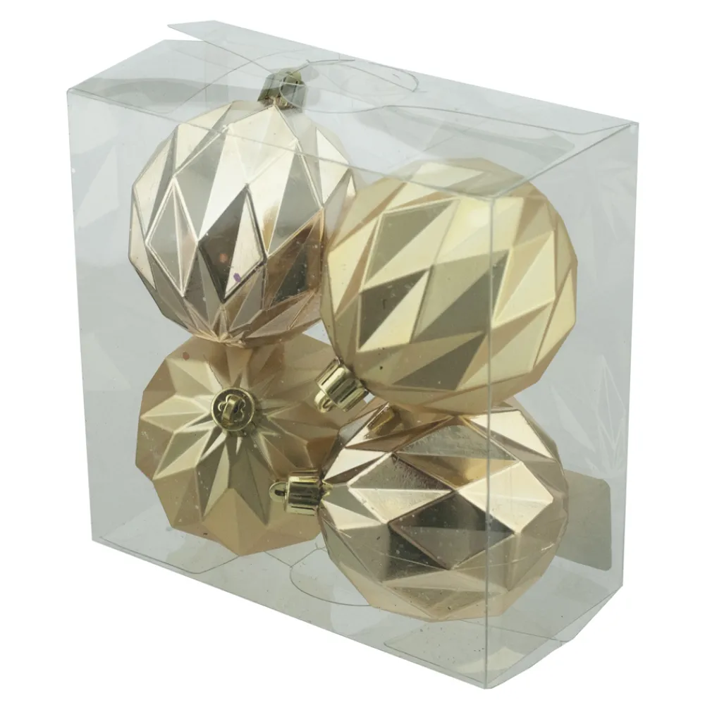 Outlet Christmas Forever BALLS BOXED 4PC 80MM GOLD MATT/SHINY DIAMON CUT