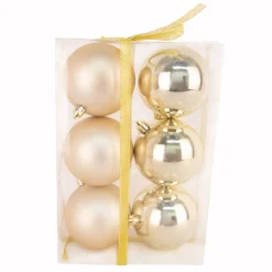 Best Christmas Forever BALLS BOXED 6PC 80MM GOLD SHINY/ MATT