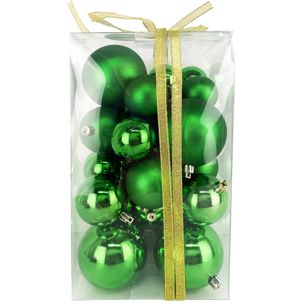 Sale Christmas Forever BALLS BOXED 27PC 50/60/80MM GREEN SHINY/ MATT
