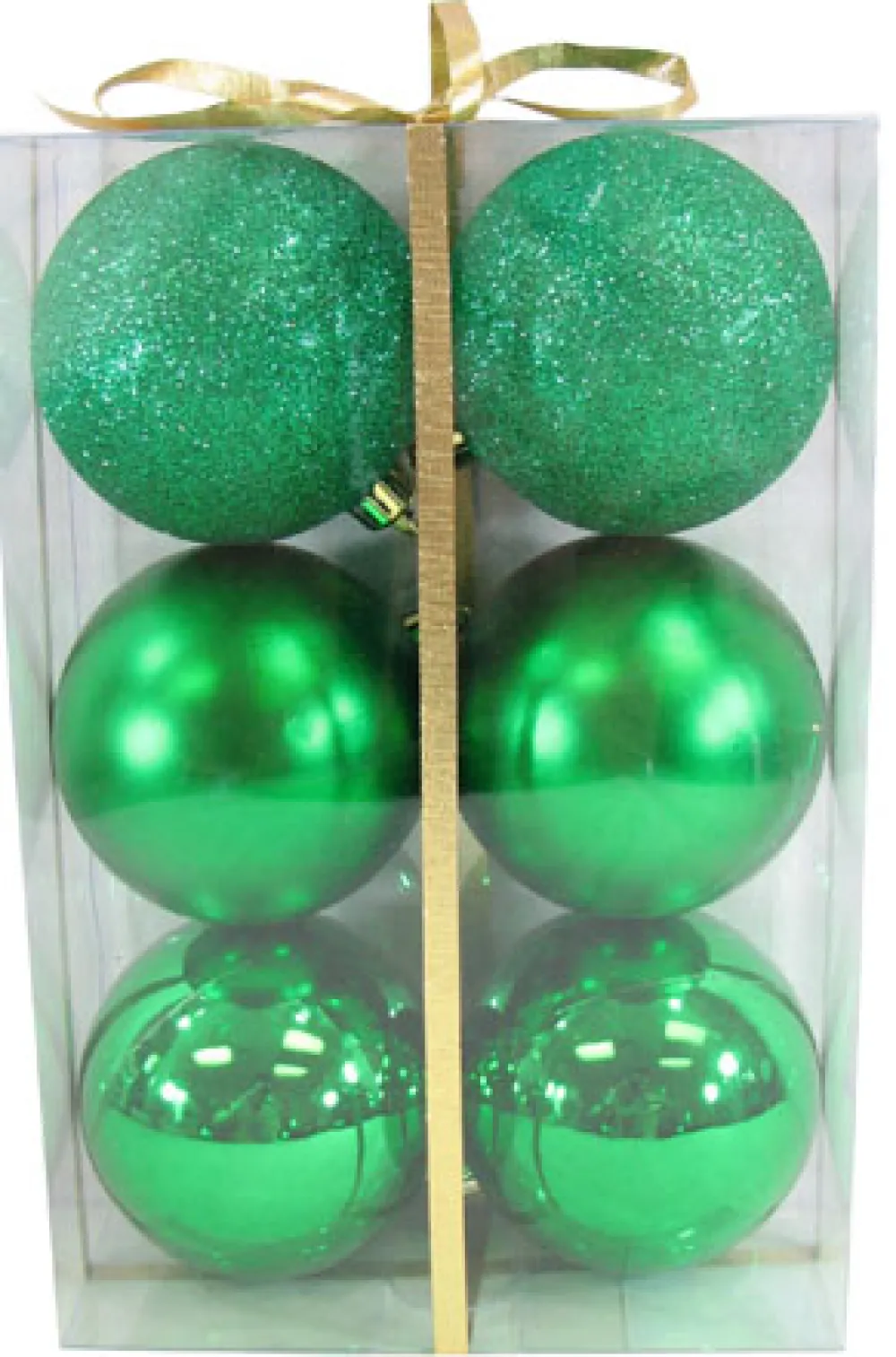Hot Christmas Forever BALLS BOXED 6PC 80MM GREEN SHINY/ MATT