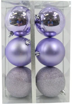 Hot Christmas Forever BALLS BOXED 6PC 80MM LILAC SHINY/ MATT