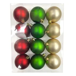 Clearance Christmas Forever BALLS BOXED 12PC 60MM MATT RED/GREEN/GOLD