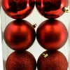 Clearance Christmas Forever BALLS BOXED 6PC 80MM RED CRANBERRY SHINY/ MATT
