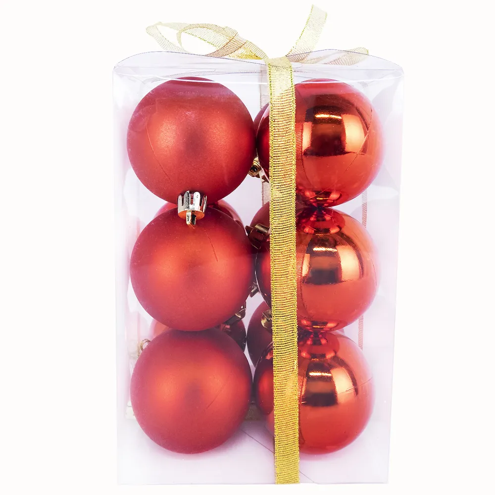 Online Christmas Forever BALLS BOXED 12PC 60MM RED SHINY/ MATT