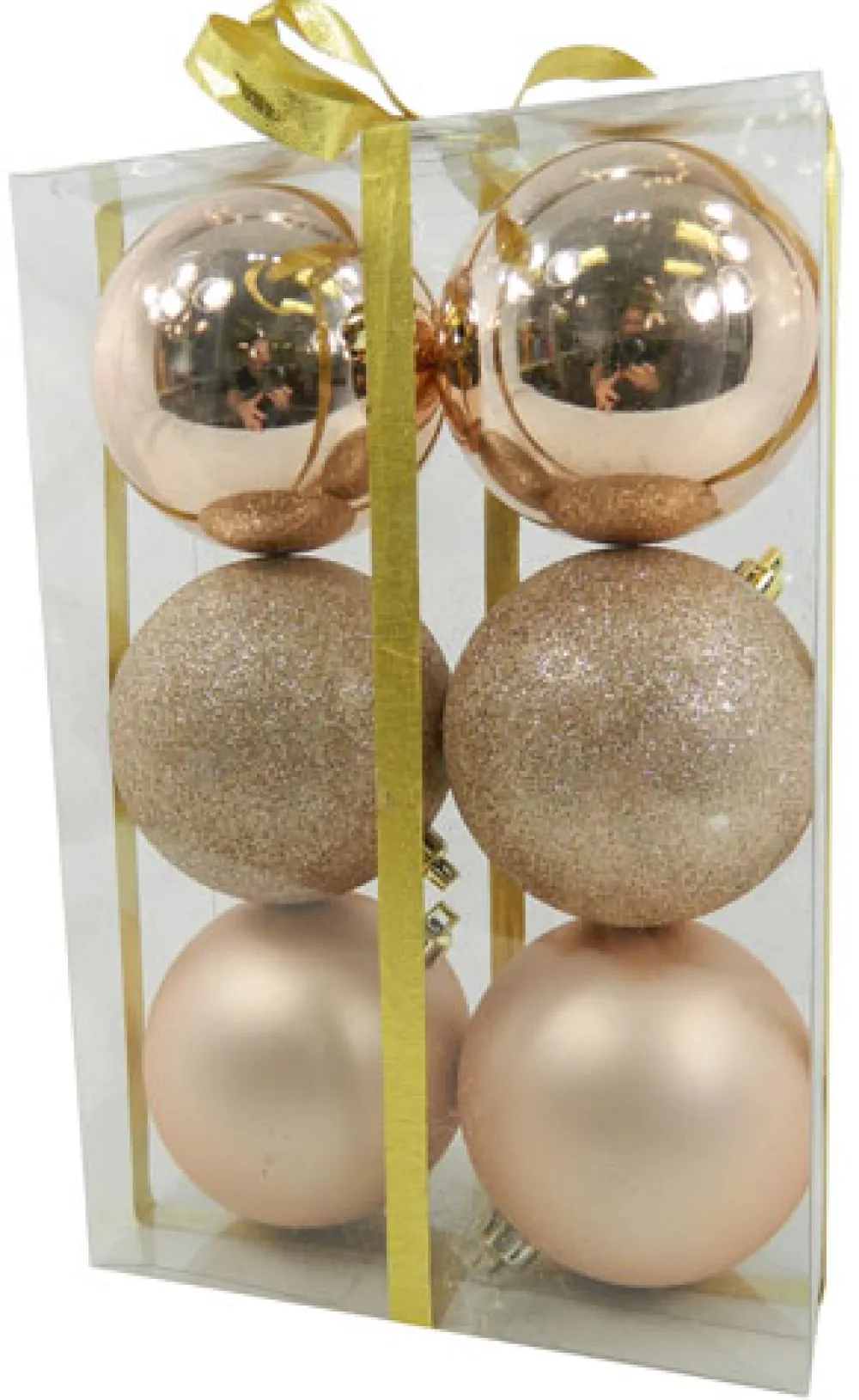 Clearance Christmas Forever BALLS BOXED 6PC 80MM ROSE GOLD SHINY/ MATT