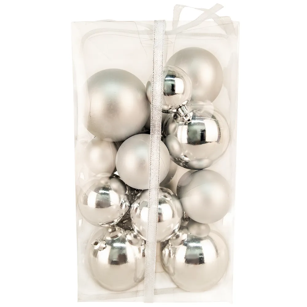 Online Christmas Forever BALLS BOXED 27PC 50/60/80MM SILVER SHINY/ MATT
