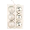 Sale Christmas Forever BALLS BOXED 6PC 80MM SILVER SHINY/ MATT