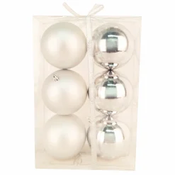 Discount Christmas Forever BALLS BOXED 6PC 100MM SILVER SHINY/ MATT