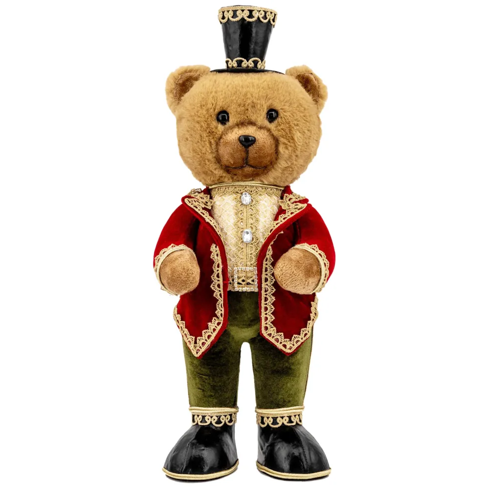 Hot Christmas Forever BEAR 23.5″ RED/GREEN WITH GOLD EMBROIDERY