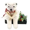Discount Christmas Forever BEAR BEIGE READING A BOOK ON A LOG 9.5″ WHT/GREEN/RED