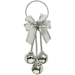 Online Christmas Forever BELL SILVER-SHINY 9.5″ 30MMx3 DOOR HANGER W/ SILVER BOW