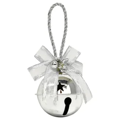 Online Christmas Forever BELL SILVER/SHINY 2.5″/60MM DOOR HANGER W/ SILVER SHEER BOW