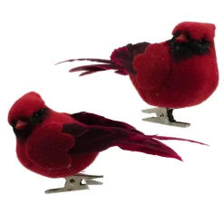 Best Christmas Forever BIRD RED CARDINAL 4.25″ W/ CLIP 2/S