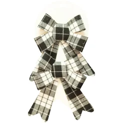 Clearance Christmas Forever BOW BLACK/ WHITE PLAID 5.5″ X 7″ 2PCS