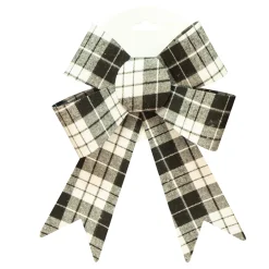 Discount Christmas Forever BOW BLACK/ WHITE PLAID 7″ X 12″