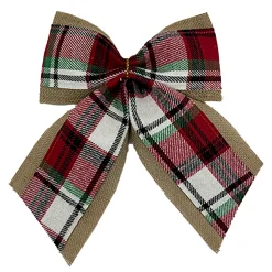 New Christmas Forever BOW BULRAP/PLAID 12″