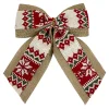 Hot Christmas Forever BOW BURLAP/KNITTED FABRIC RED/WHITE 10.5″ W/ NORDIC PRINT