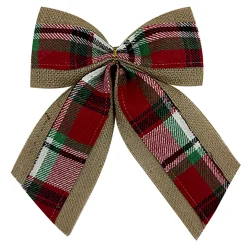 Discount Christmas Forever BOW BURLAP/PLAID 10.5″