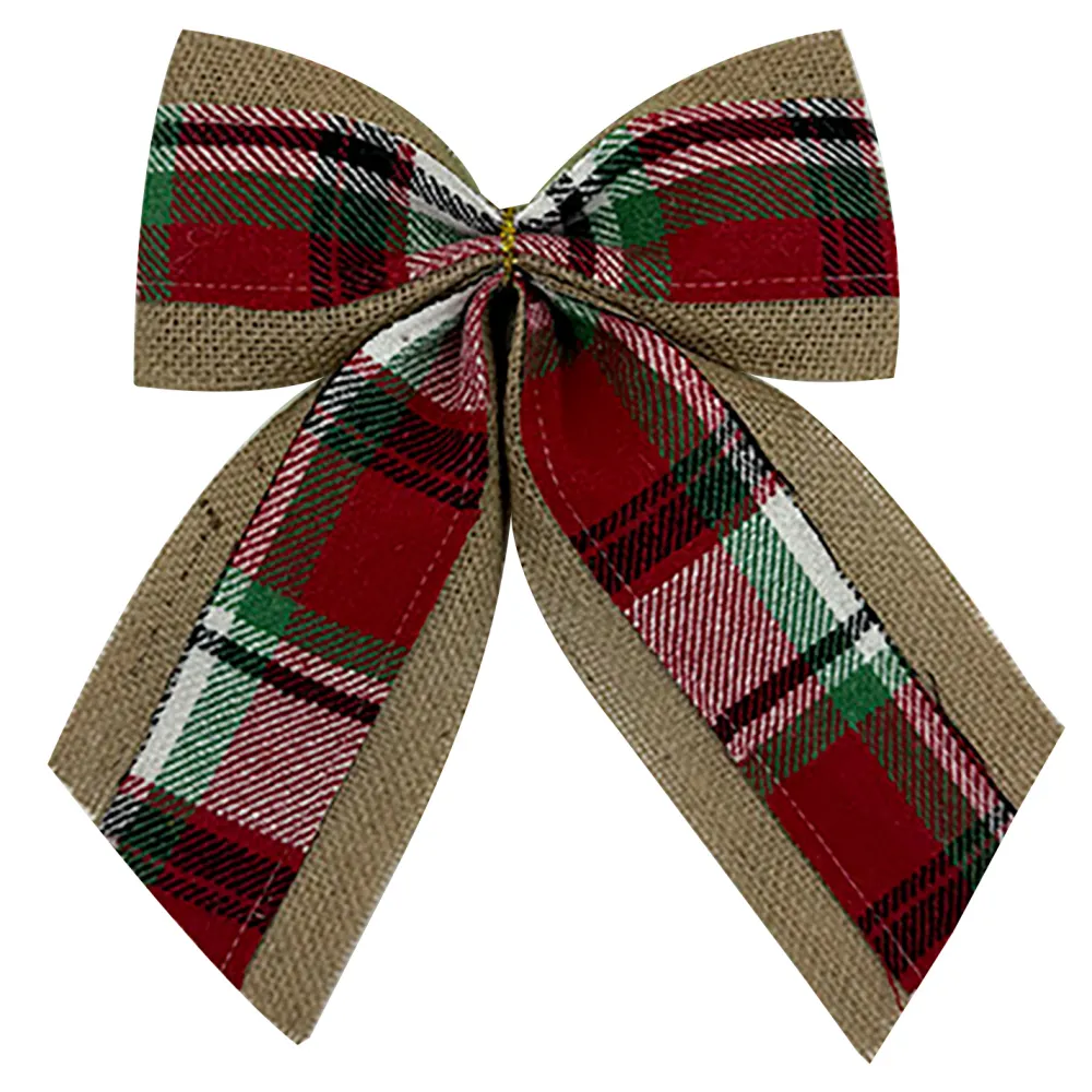 Discount Christmas Forever BOW BURLAP/PLAID 10.5″