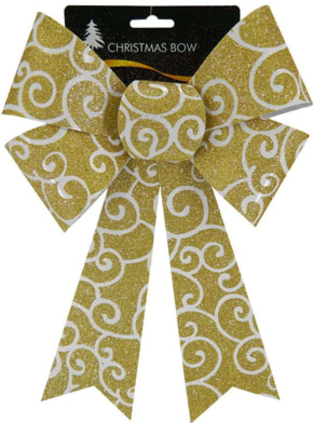Online Christmas Forever BOW GOLD/ WHITE GLITTER 8″ X 12″ SWIRL PATTERN