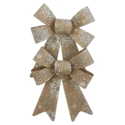New Christmas Forever BOW NATURAL 2PC 5.5″x8″ PRE FORMED W/ WHITE SNOWFLAKE