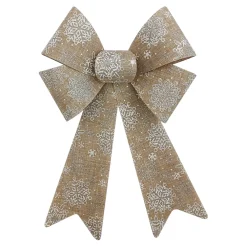 Clearance Christmas Forever BOW NATURAL 9″x15″ PRE FORMED W/ WHITE SNOWFLAKE